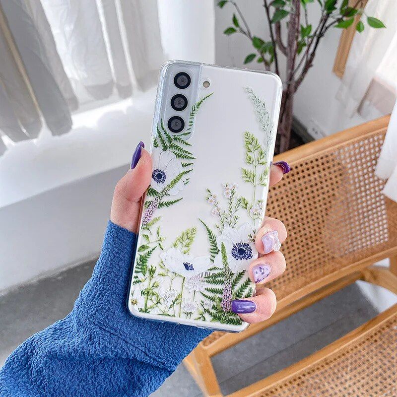 Ultra Clear Floral Painted Silicone Phone Case for Samsung Galaxy S Series