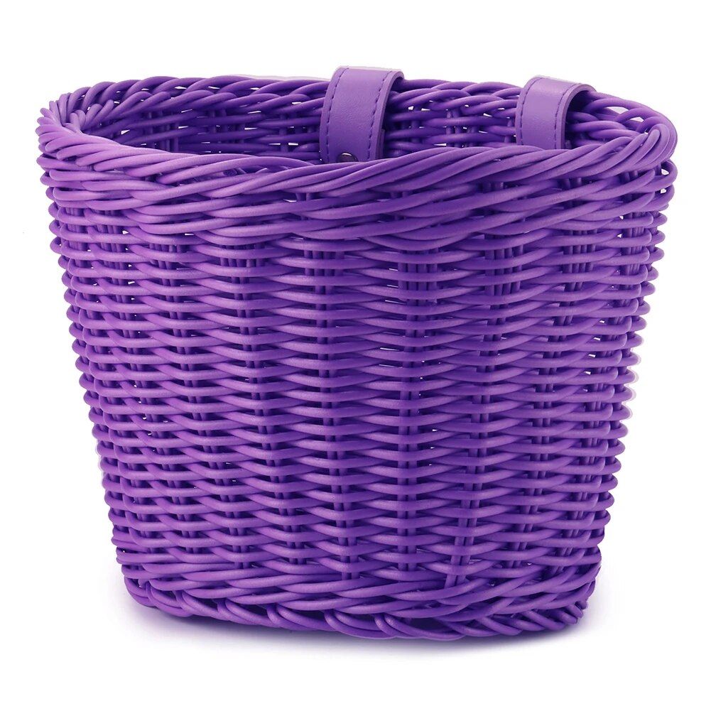 Handwoven PE Rattan Bicycle Basket