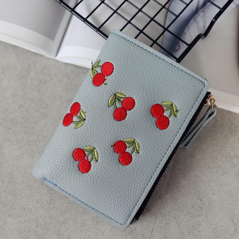 Chic Mini Wallet with Fruits Embroidery