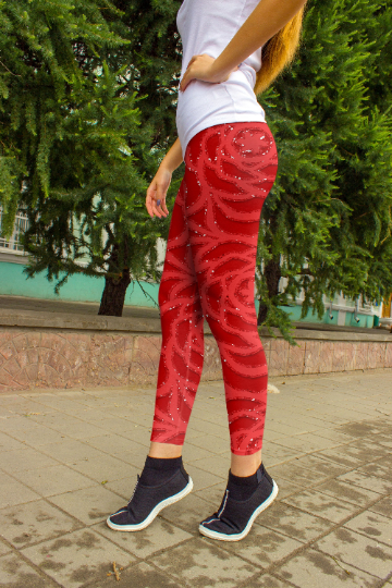 Red Rose abstract leggings, Capris and Shorts