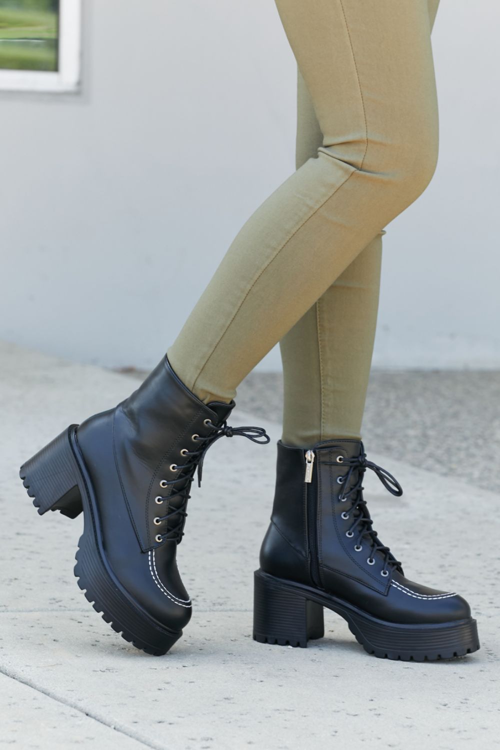 Climbing the Ranks Platform Combat Boots in Black