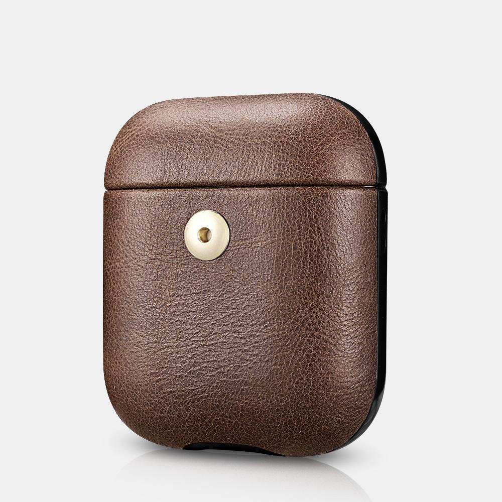 Brown Genuine Leather AirPods 2 Case with Color Embossing