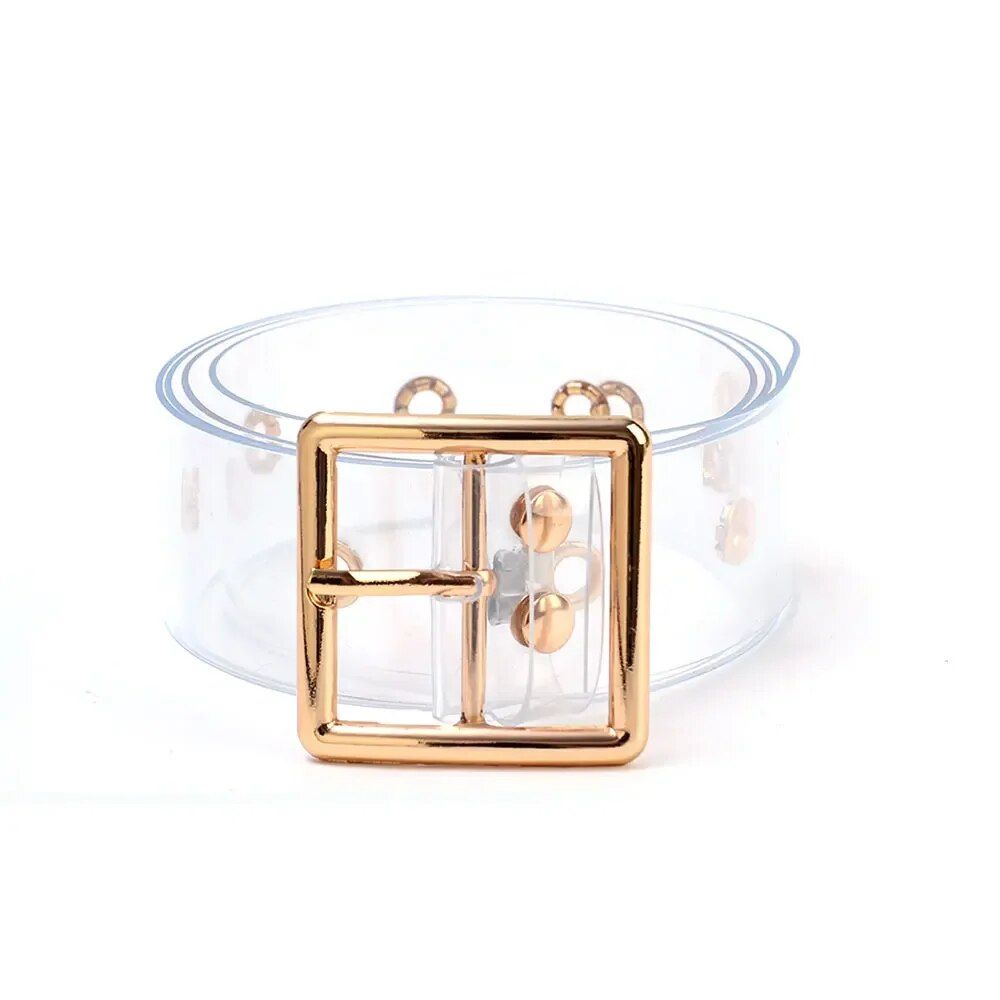 Chic Transparent PVC Women's Belt with Metal Buckle