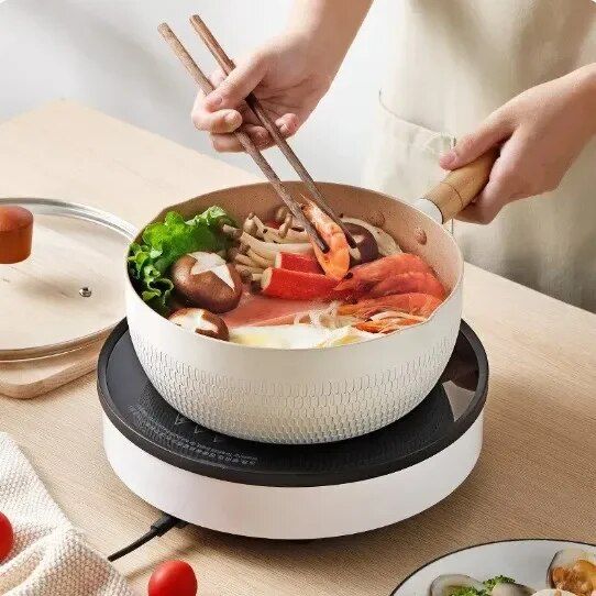 Japanese Non-Stick Multi-Color Snowflake Cooking Pot for Induction & Gas Stoves