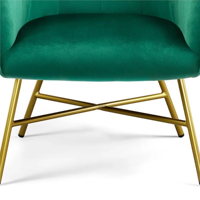 Elegant Green Velvet Club Accent Chair - Modern Metal-Legged Seating