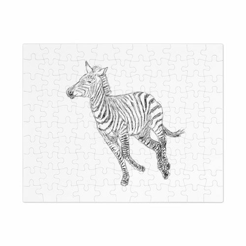 Home Decor, Puzzle Print for Children or Adults, Galloping Zebra Line