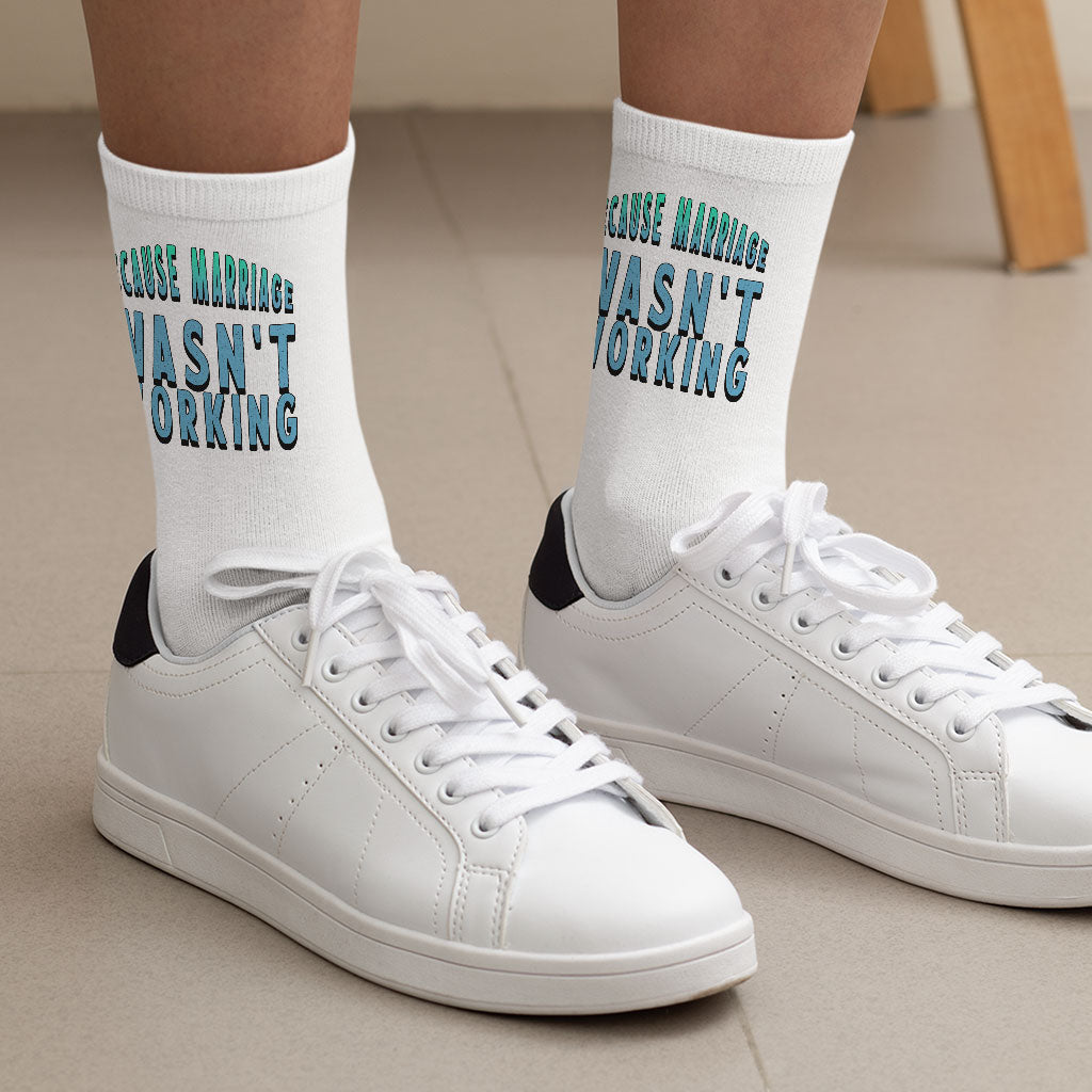 Funny Marriage Socks - Quote Novelty Socks - Sarcastic Crew Socks