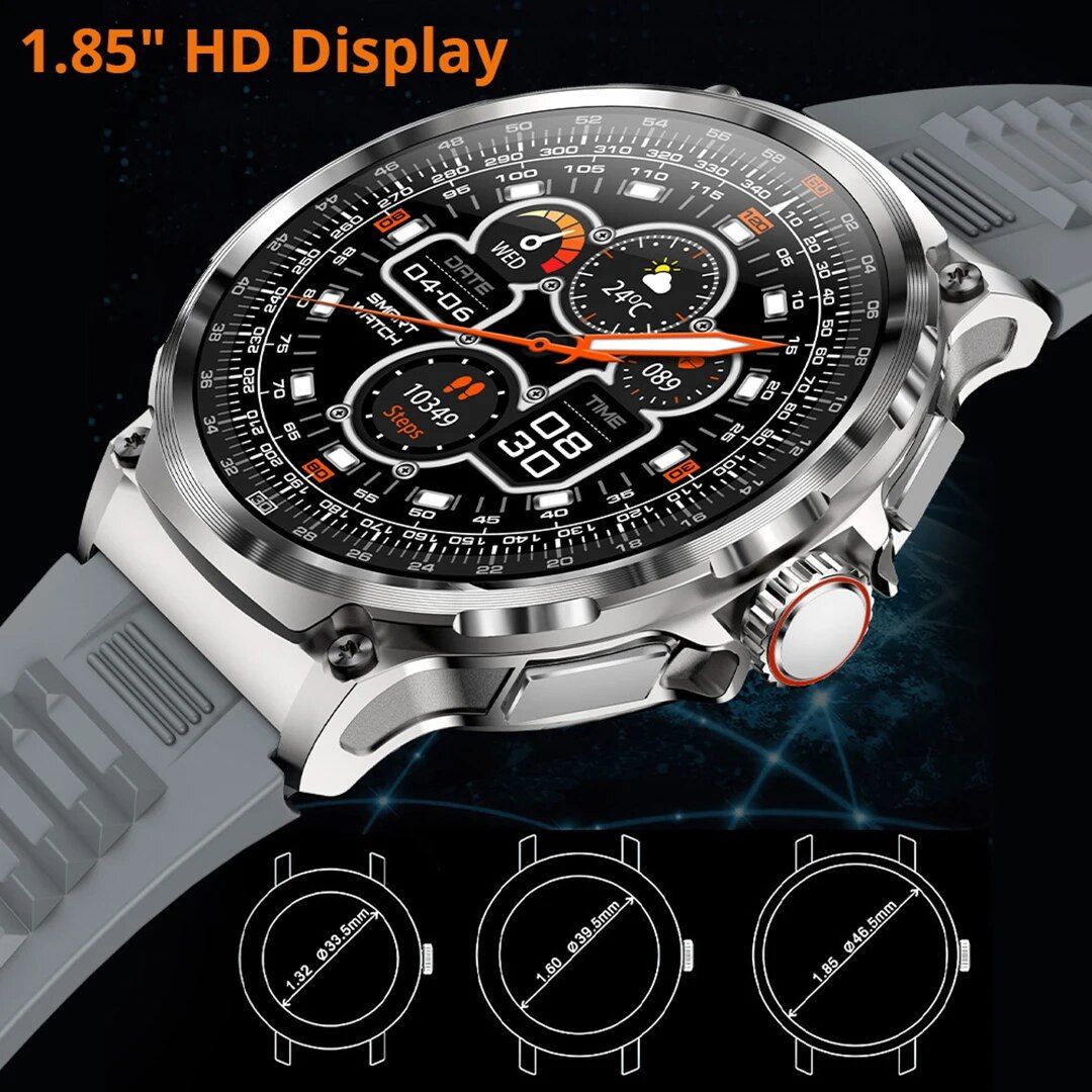 Ultra HD Display Men's Smartwatch with 1.85" Screen, 710mAh Battery, and 400+ Watch Faces for Android & iOS