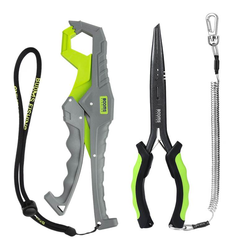 Multi-Functional Fishing Tool Set with Long Nose Pliers and Fish Gripper