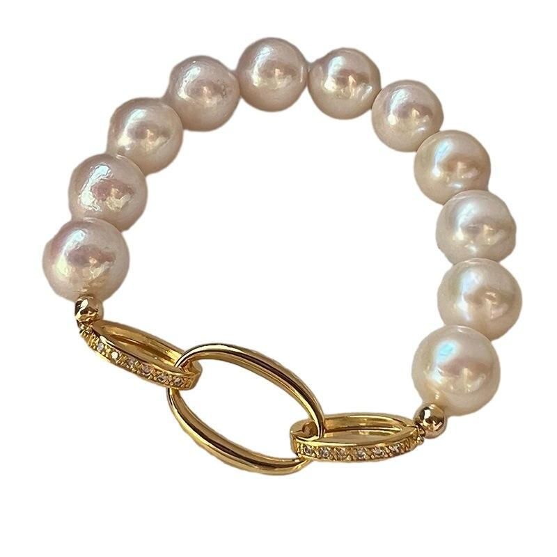 Chic Geometric Crystal & Pearl Hand Catenary - Fashion Mood Tracker Bracelet