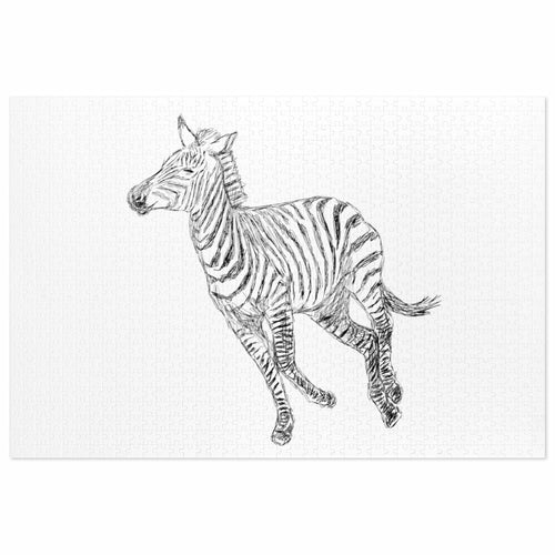 Home Decor, Puzzle Print for Children or Adults, Galloping Zebra Line