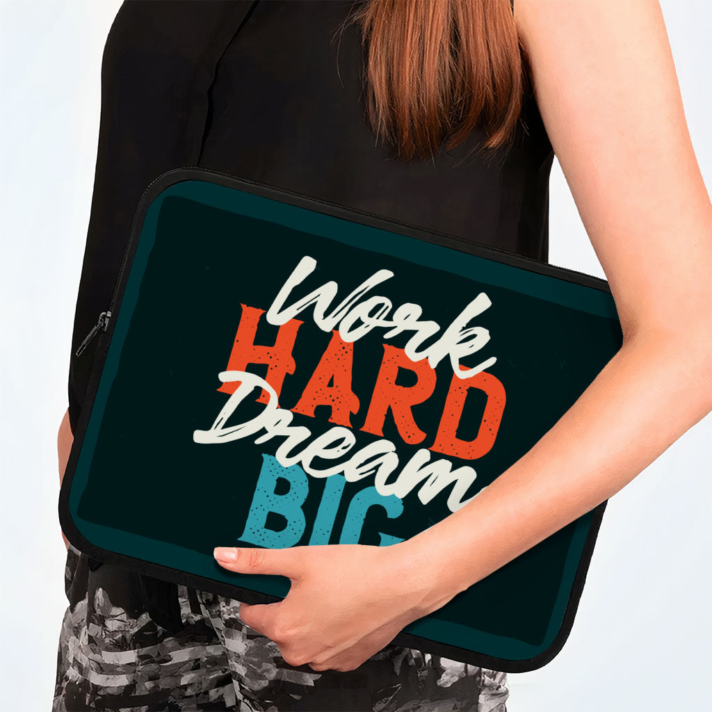 Work Hard Dream Big HP 16" Sleeve - Motivational Laptop Sleeve - Cool Laptop Sleeve with Zipper