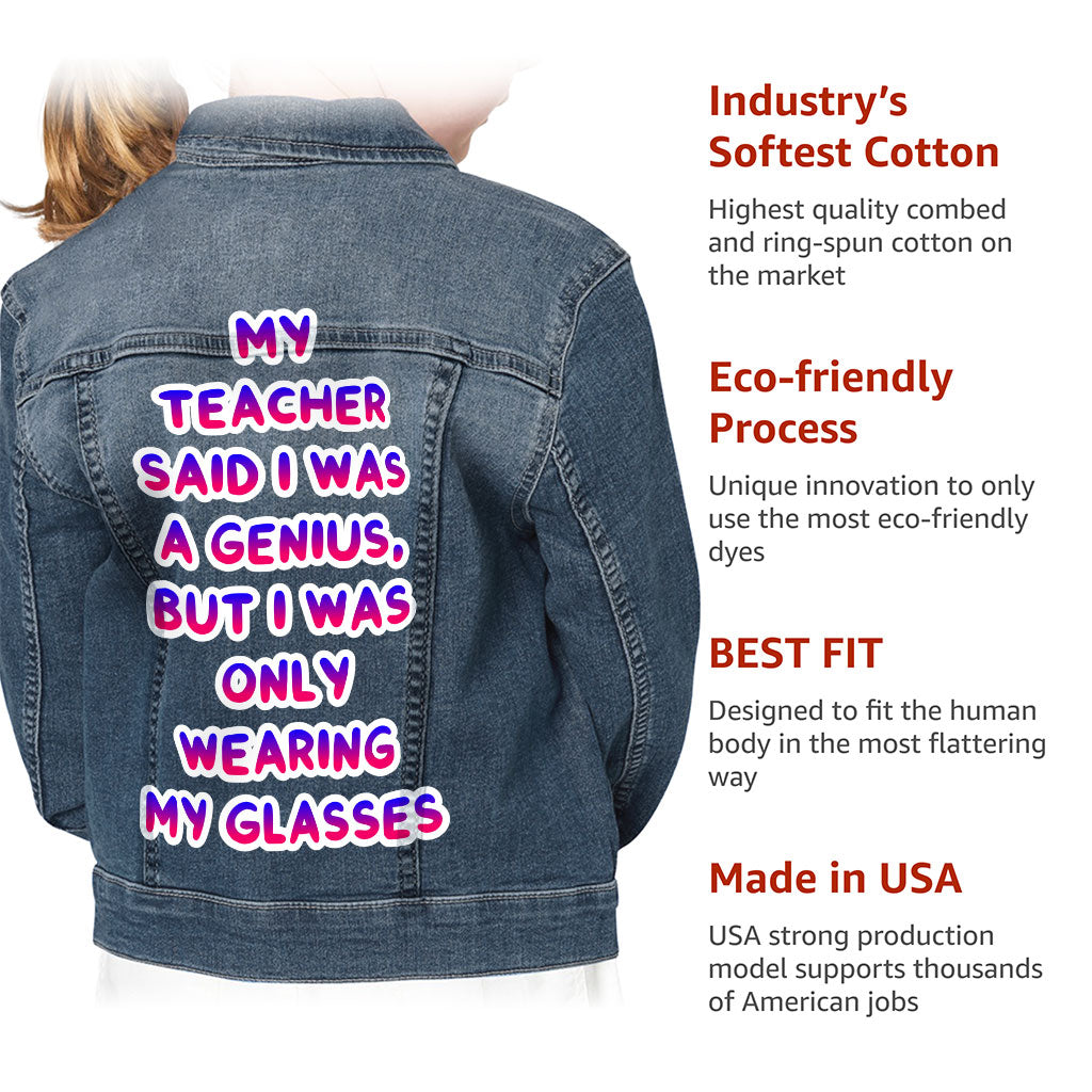 Funny Design Kids' Denim Jacket - Quote Jean Jacket - Printed Denim Jacket for Kids