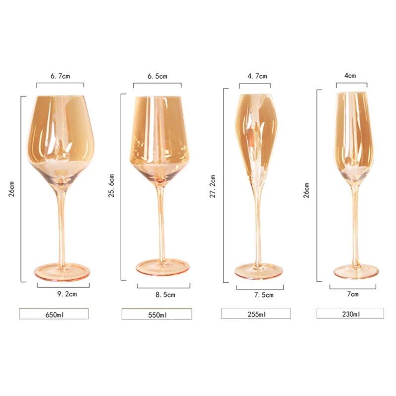 Elegant Amber Crystal Wine & Champagne Glasses - Handmade Goblet Set for Special Occasions