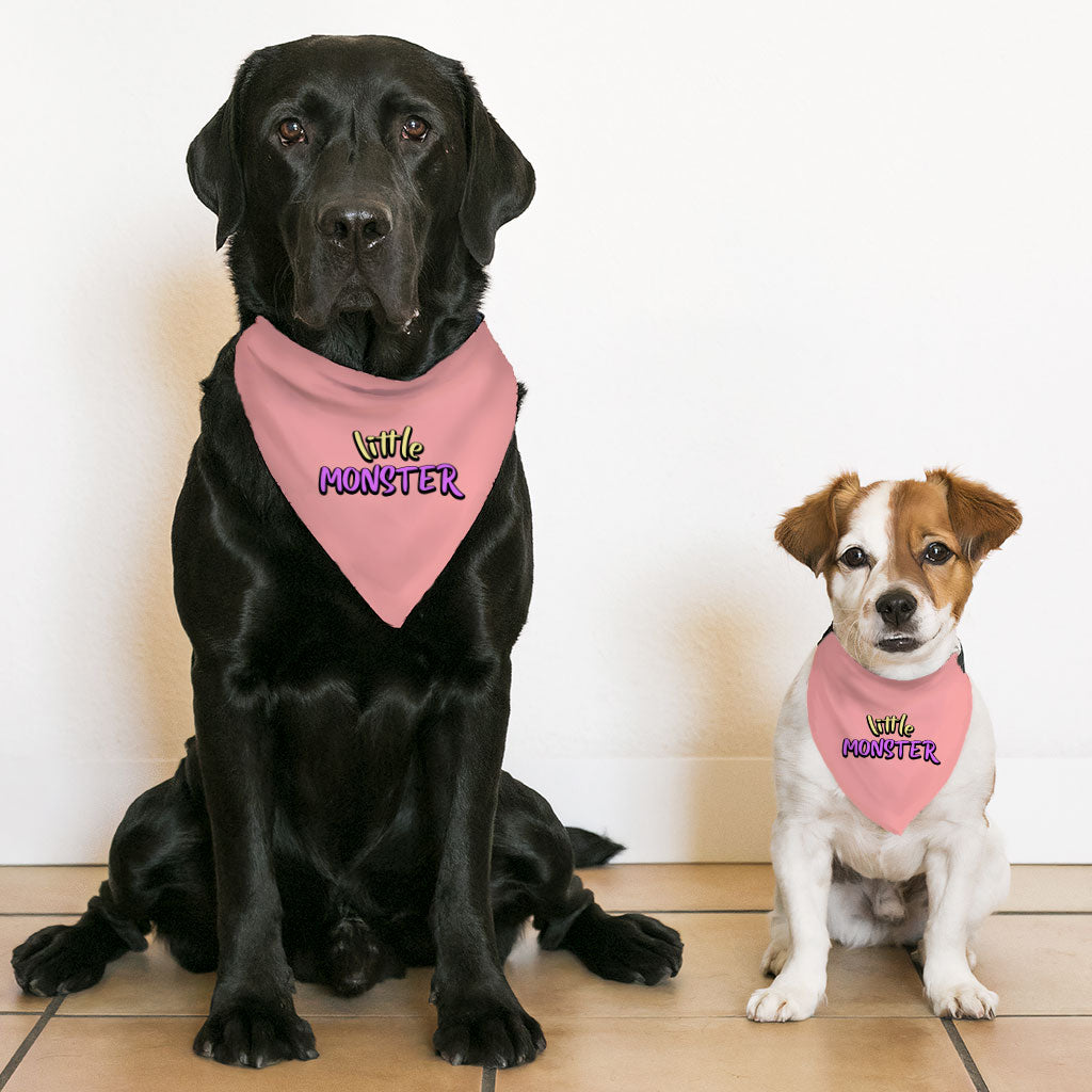 Little Monster Pet Bandana Collar - Unique Scarf Collar - Word Print Dog Bandana