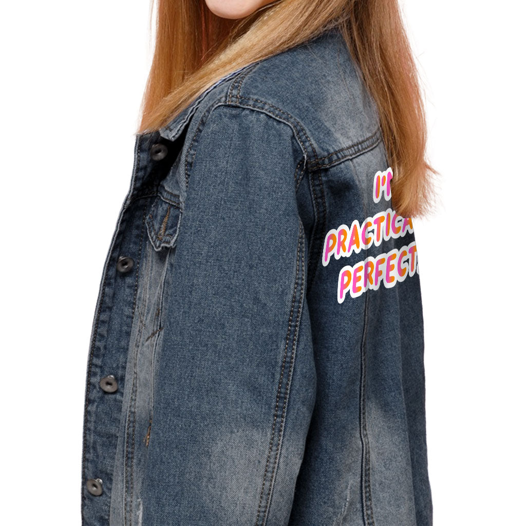 Practically Perfect Kids' Denim Jacket - Funny Jean Jacket - Cool Print Denim Jacket for Kids