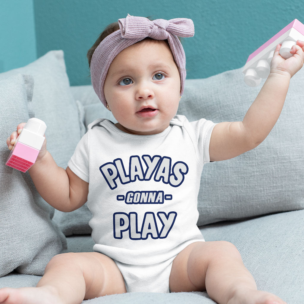 Playas Gonna Play Baby Jersey Onesie - Funny Baby Bodysuit - Themed Baby One-Piece