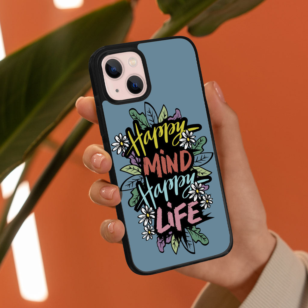 Happy Mind Happy Life iPhone 13 Mini Case - Inspirational Phone Case for iPhone 13 Mini - Cute iPhone 13 Mini Case