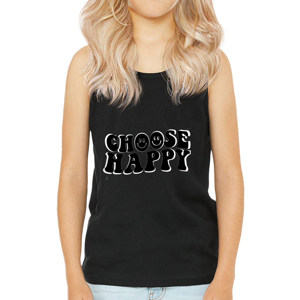 Choose Happy Kids' Jersey Tank - Trendy Sleeveless T-Shirt - Printed Kids' Tank Top