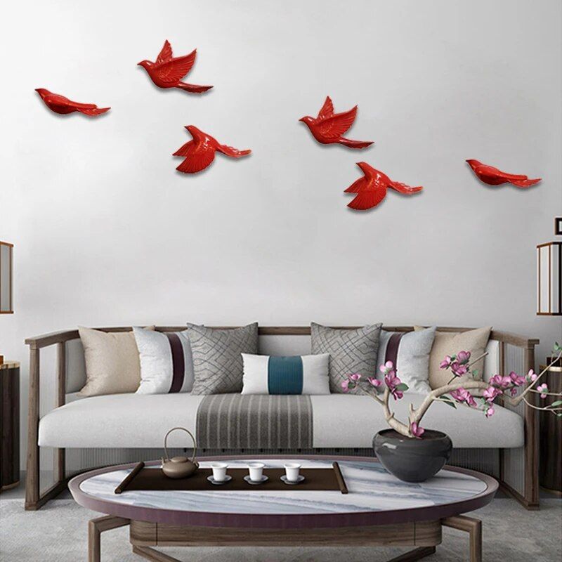 Modern Ceramic Pigeon Wall Art: Trio Set for Living Room and Bedroom Decor