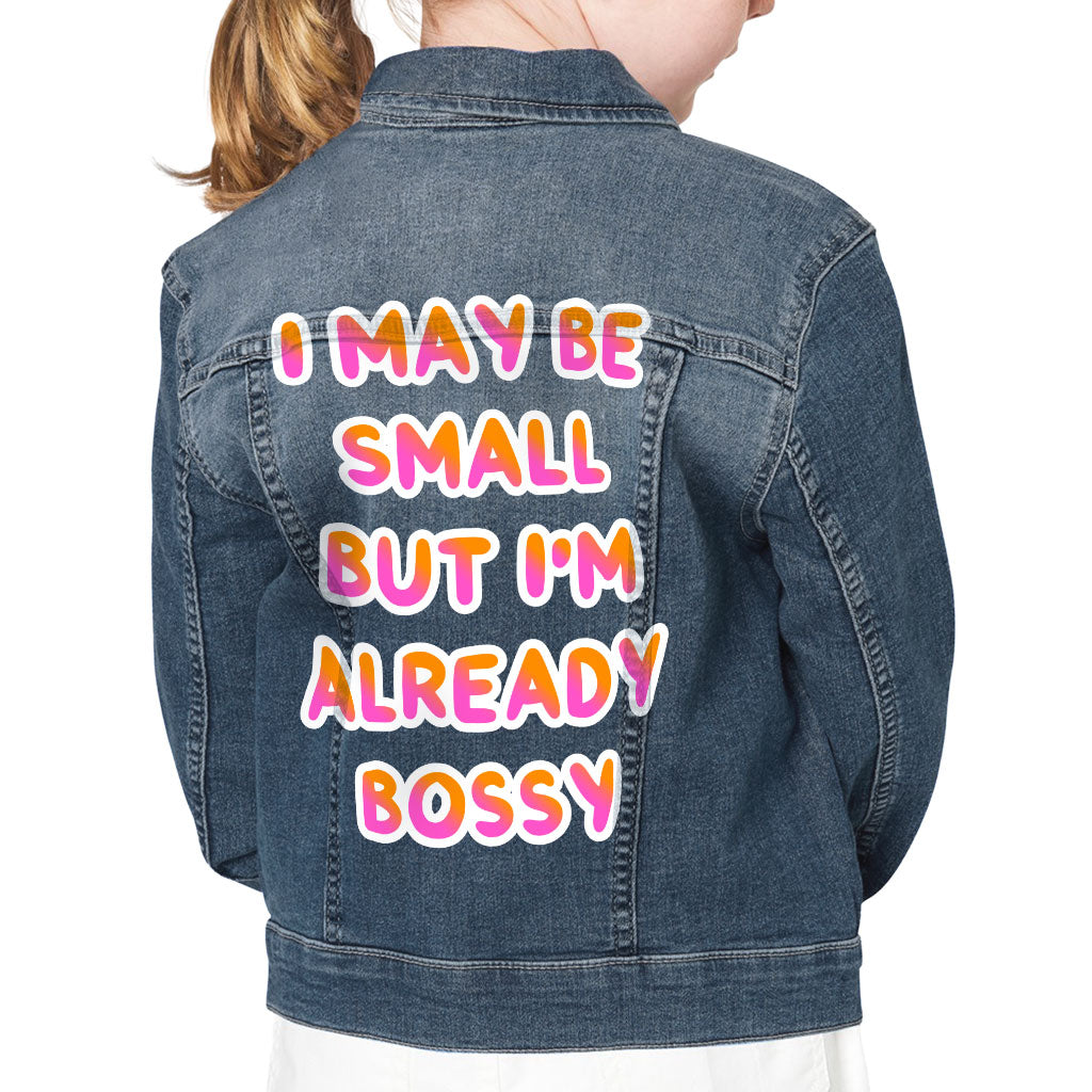 Bossy Kids' Denim Jacket - Printed Jean Jacket - Cool Design Denim Jacket for Kids