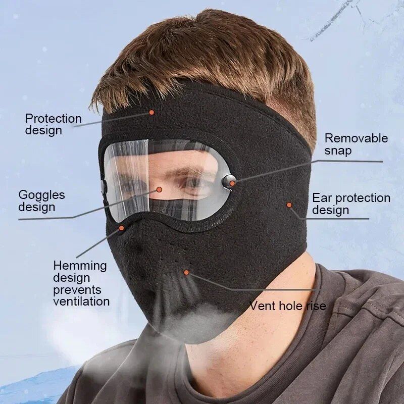 Windproof Winter Cycling Face Mask with Eye Protection and Breathable Fabric