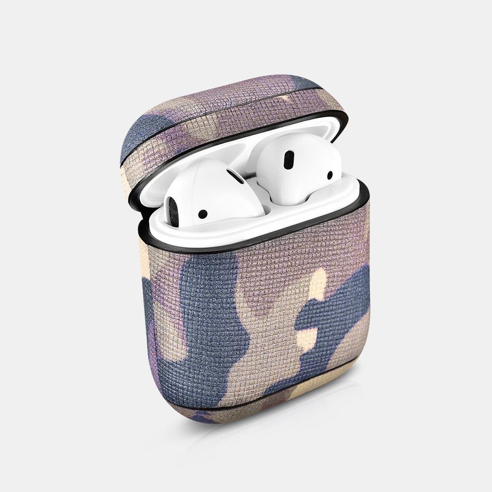 Camo Desert Sand Leather Custom AirPods 1 & 2 Case Hook Series