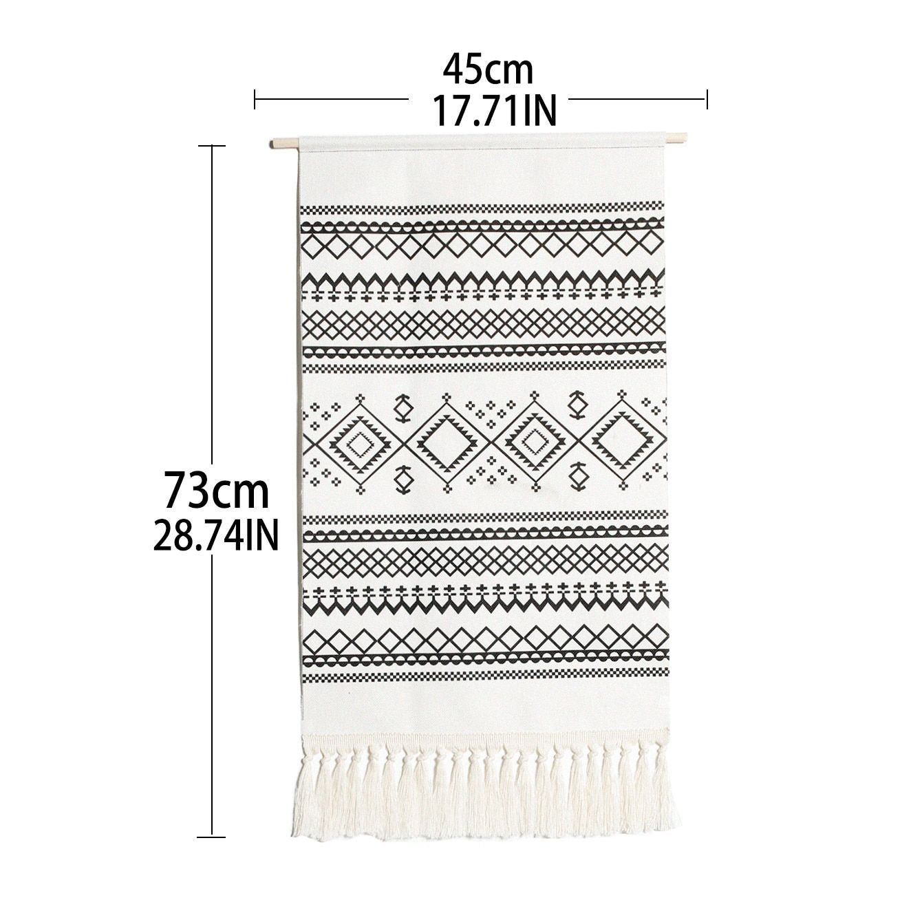 Bohemian Black & White Geometric Macrame Tapestry