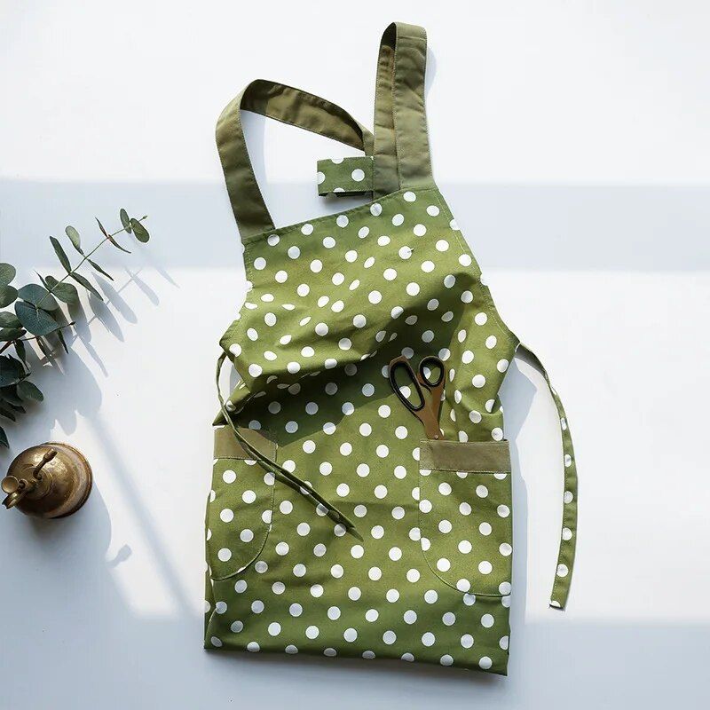 Chic Korean-Style Cotton Apron with Pocket