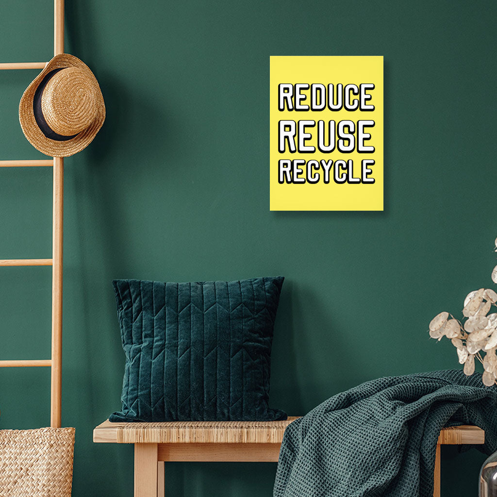 Reduce Reuse Recycle Wall Picture - Cute Design Stretched Canvas - Best Design Wall Art