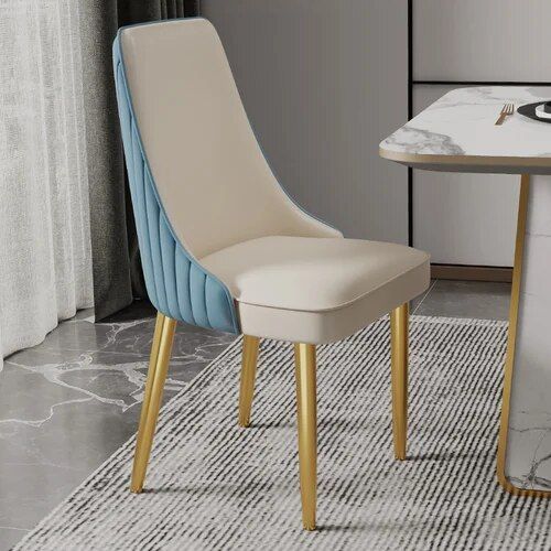 Elegant Modern Dining Chair with Gold Legs - Luxury Synthetic Leather Seating for Home and Events