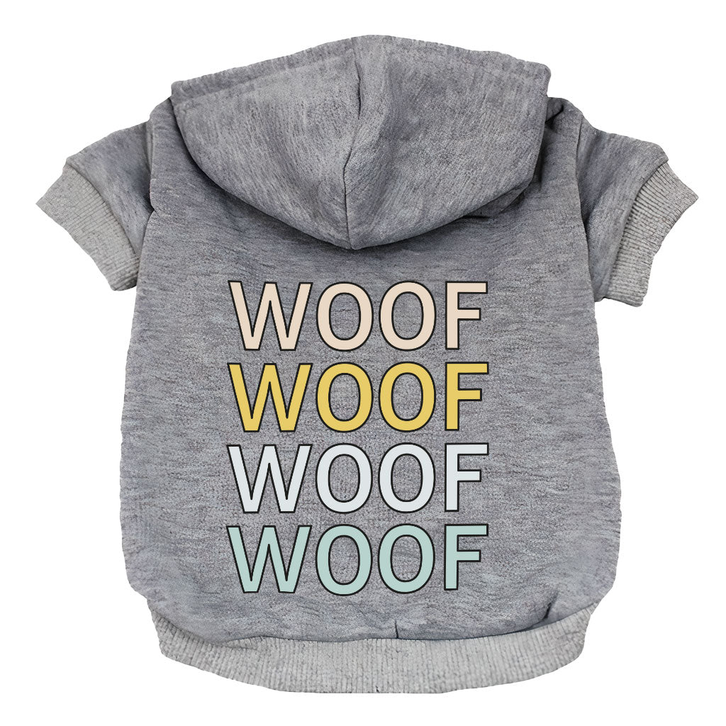 Woof Dog Hoodie - Word Art Dog Coat - Beautiful Dog Clothing