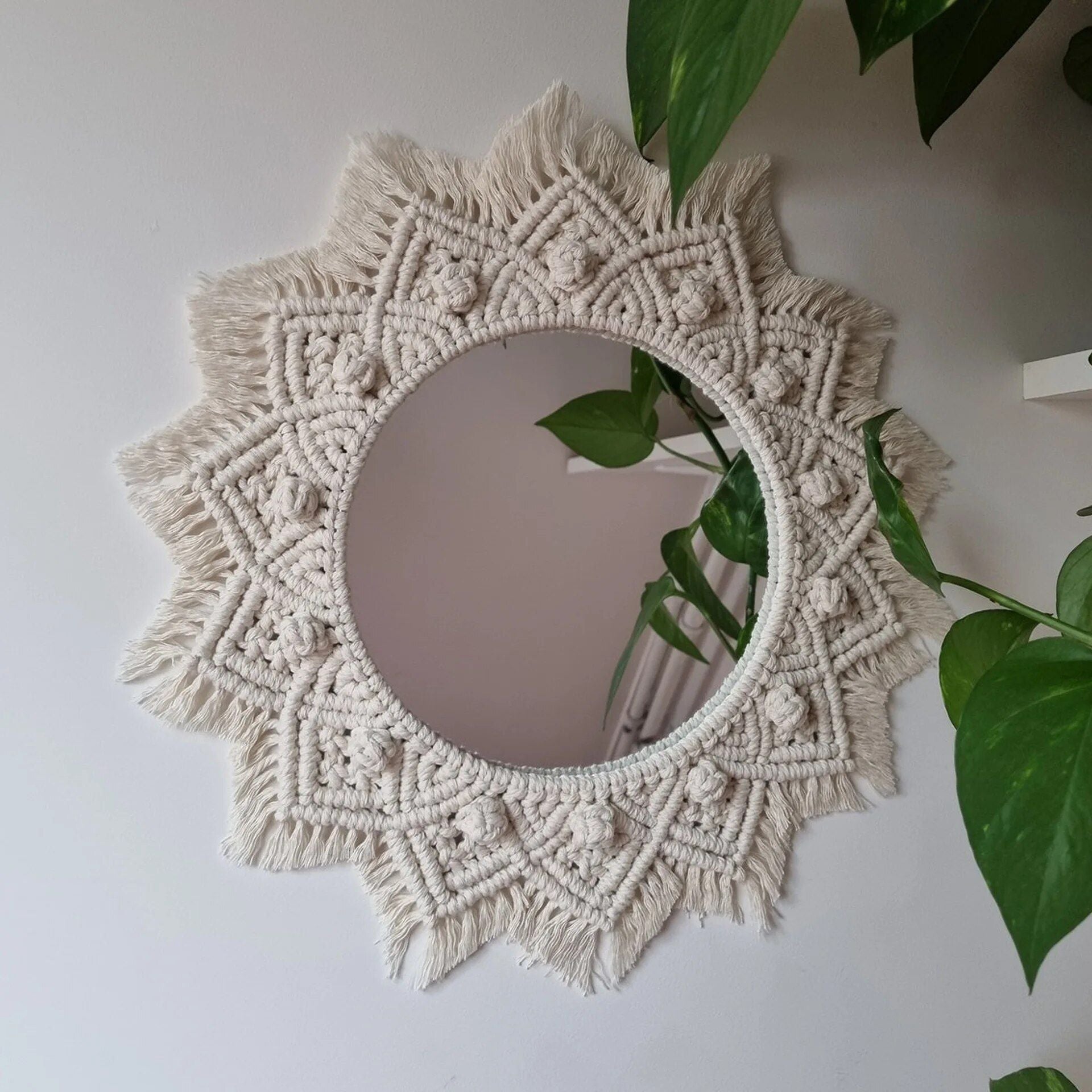 Bohemian Chic Round Macrame Wall Mirror