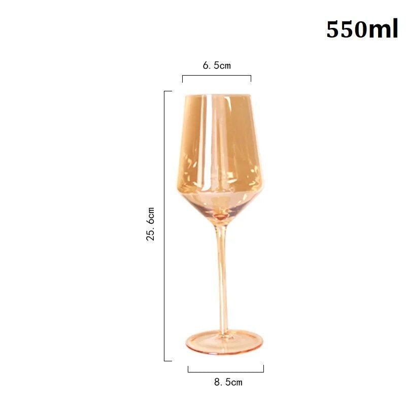 Elegant Amber Crystal Wine & Champagne Glasses - Handmade Goblet Set for Special Occasions