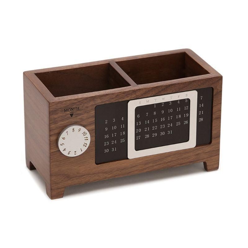 Multifunctional Wooden Desktop Organizer with Calendar