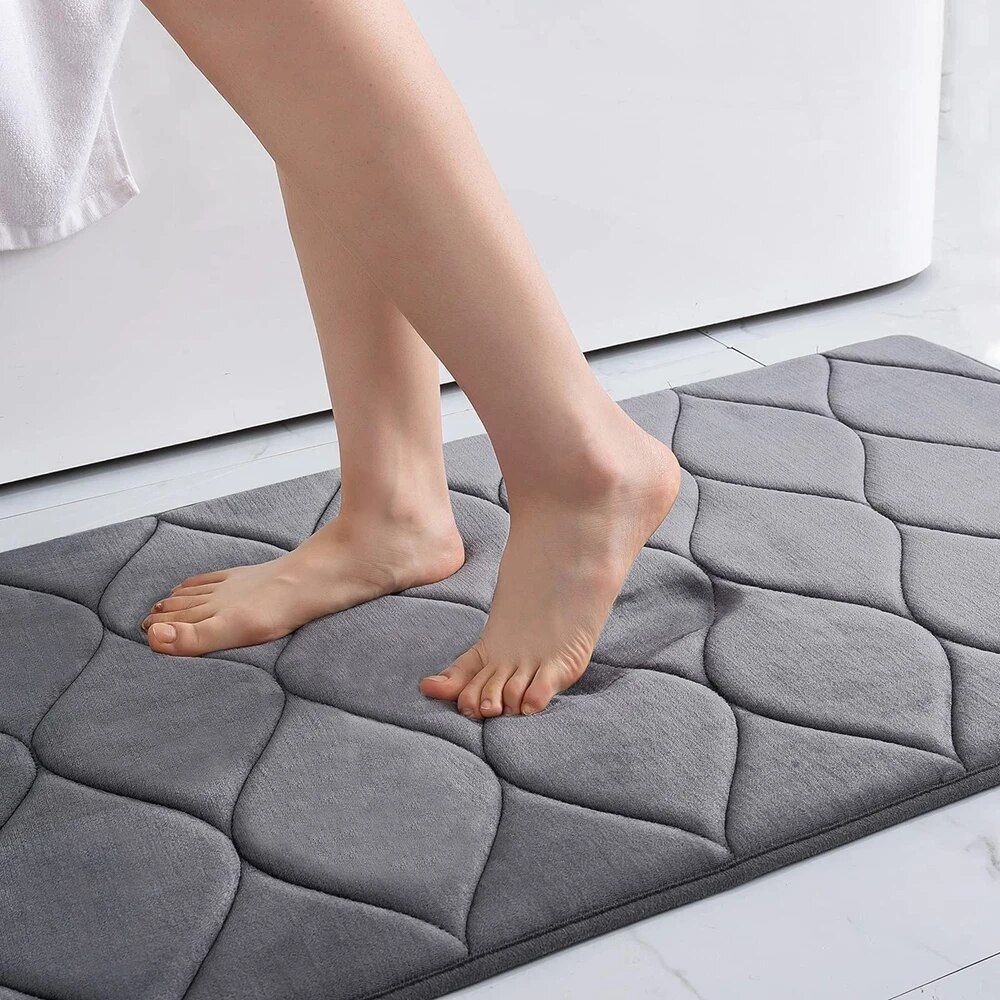 Ultra Soft Memory Foam Bath Mat: Non-Slip, Absorbent, Machine Washable Rug for Bathroom, Kitchen, and Bedroom