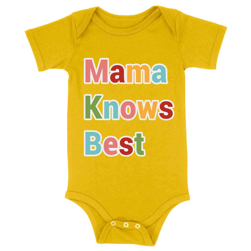 Mama Knows Best Baby Jersey Onesie - Colorful Baby Bodysuit - Cute Baby One-Piece