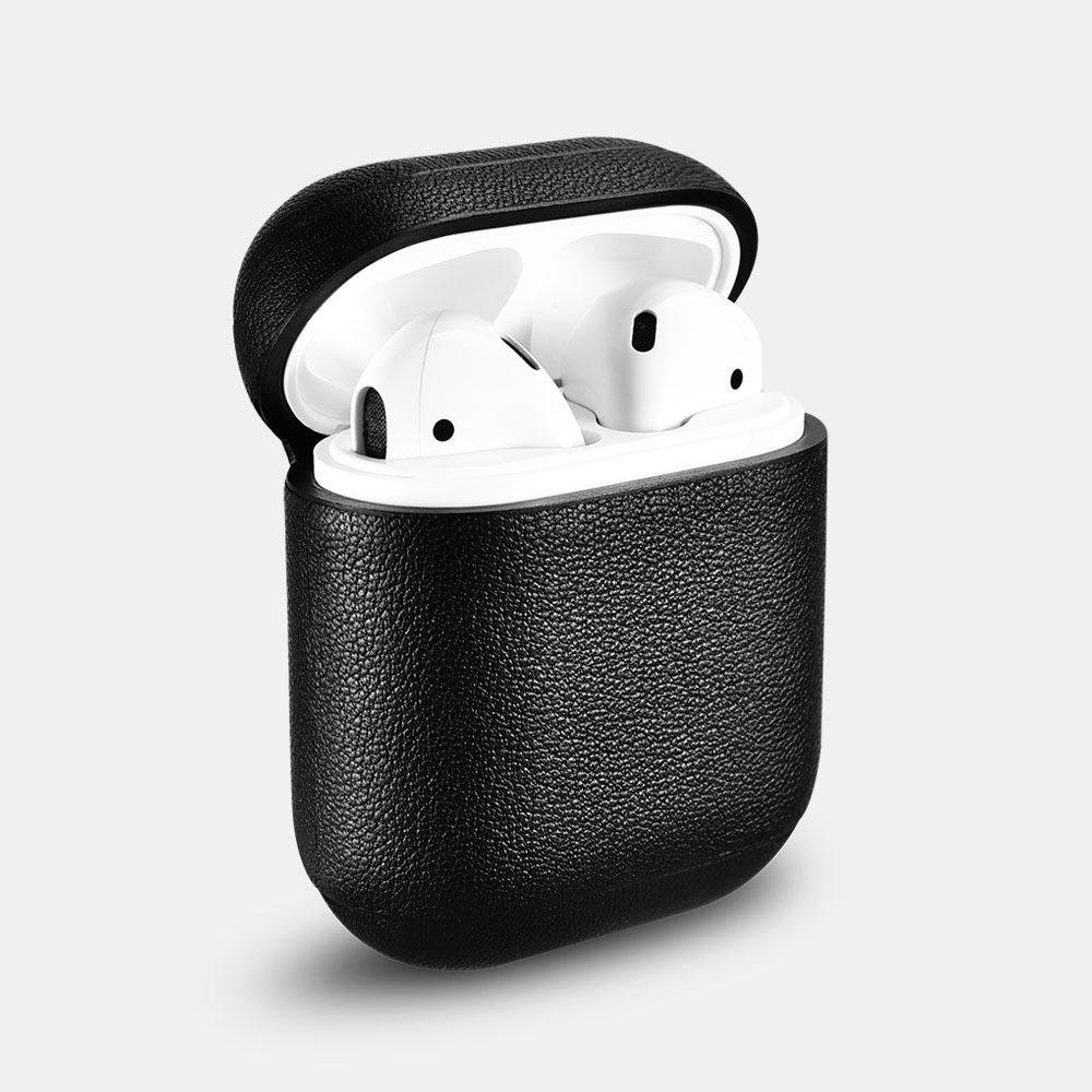 Leather AirPods 1 & 2 Case with Color Embossing, Black Edition