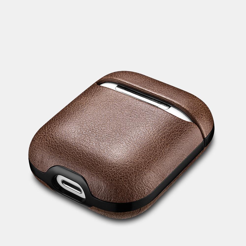 Brown Genuine Leather AirPods 2 Case with Color Embossing