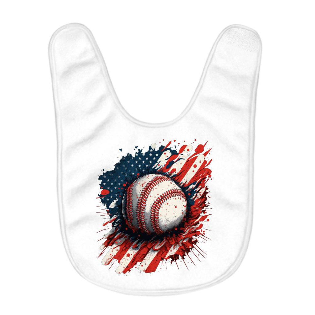 American Flag Baseball Baby Bibs - Patriotic Baby Feeding Bibs - Cool Design Bibs for Eating