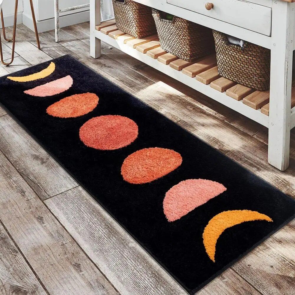 Cloud-Soft Moon Patterned Anti-Skid Bedside Carpet