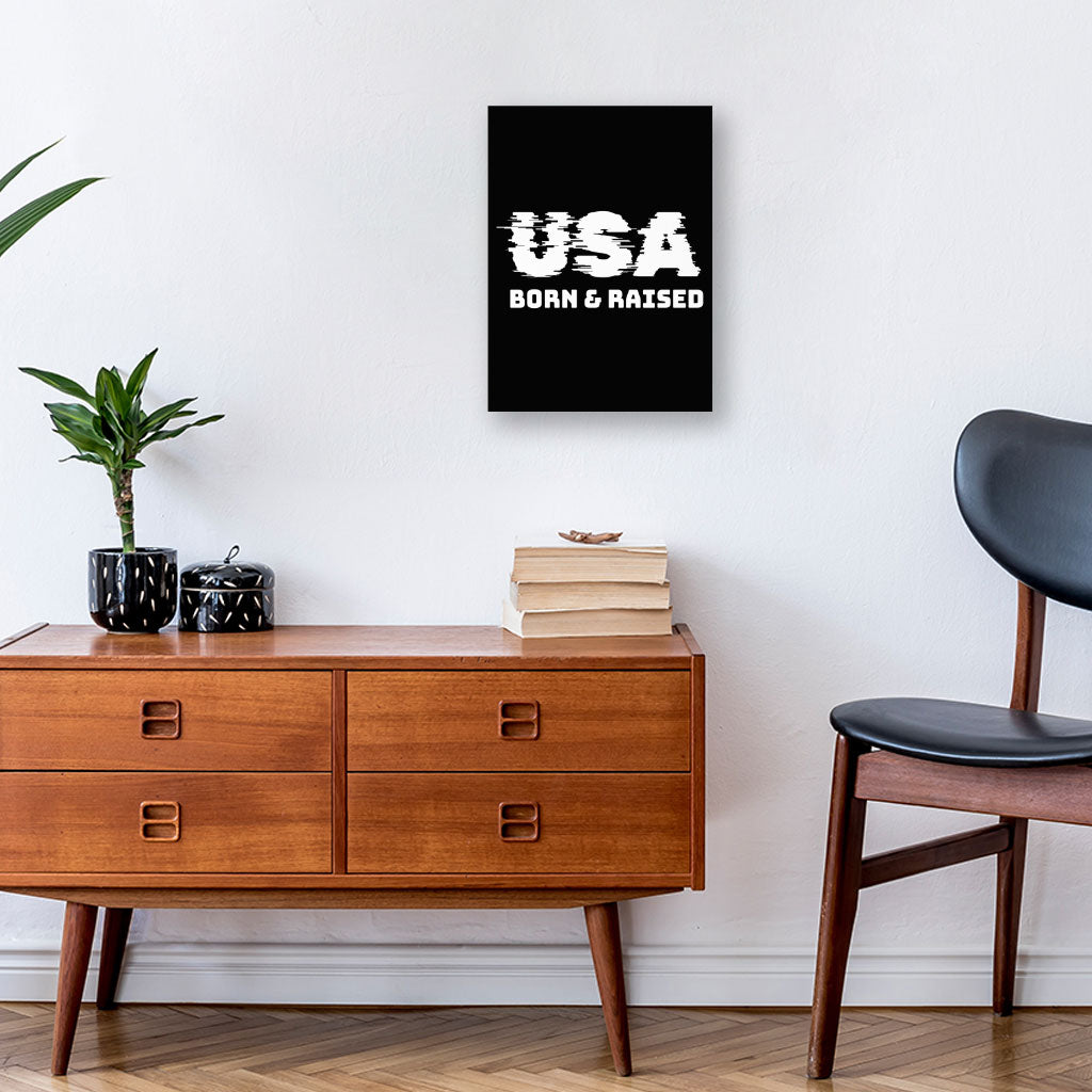 Born in the USA Wall Picture - Patriotic Design Stretched Canvas - Cool Design Wall Art