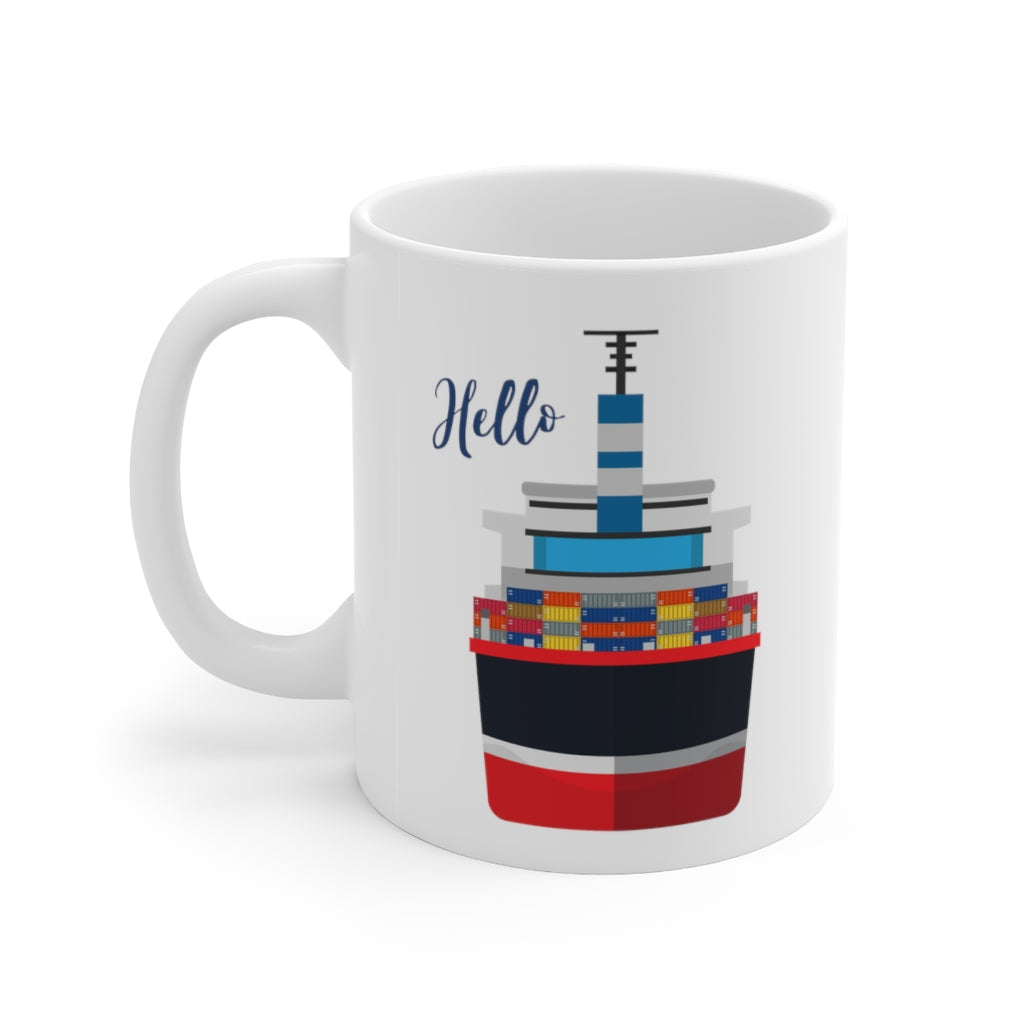 Container Cargo Ship Ceramic Mug 11oz | Yellow Pandora