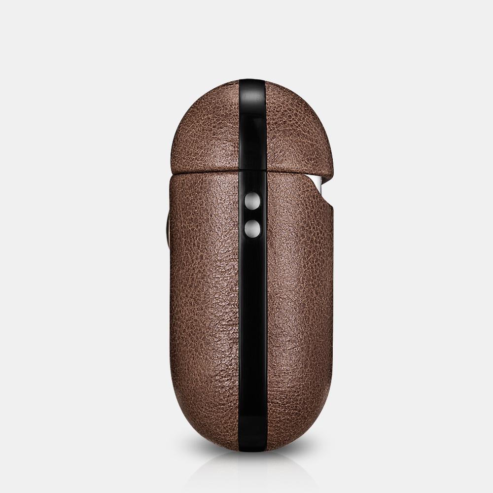 Brown Genuine Leather AirPods 2 Case with Color Embossing