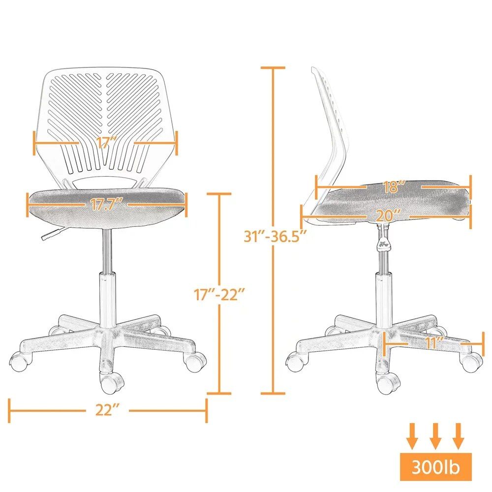 Vibrant Mid-Back Armless Swivel Office Chair with Adjustable Height