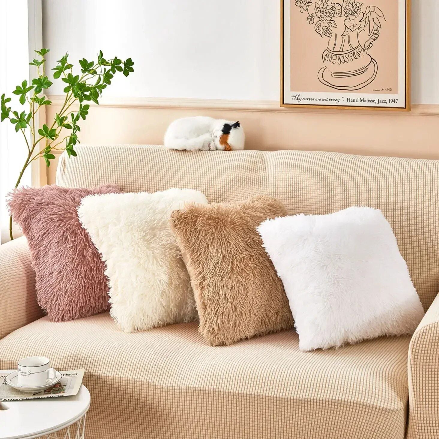 Luxurious Plush Fur Cushion Cover