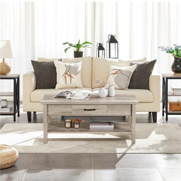 Versatile Lift-Top Coffee Table with Hidden Storage and Adjustable Height, Gray