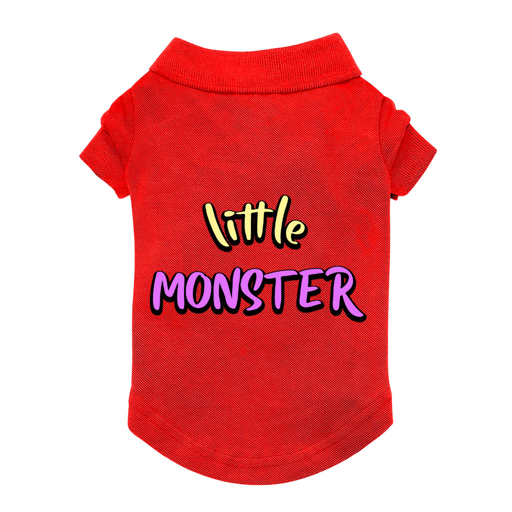 Little Monster Dog Polo Shirt - Unique Dog T-Shirt - Word Print Dog Clothing