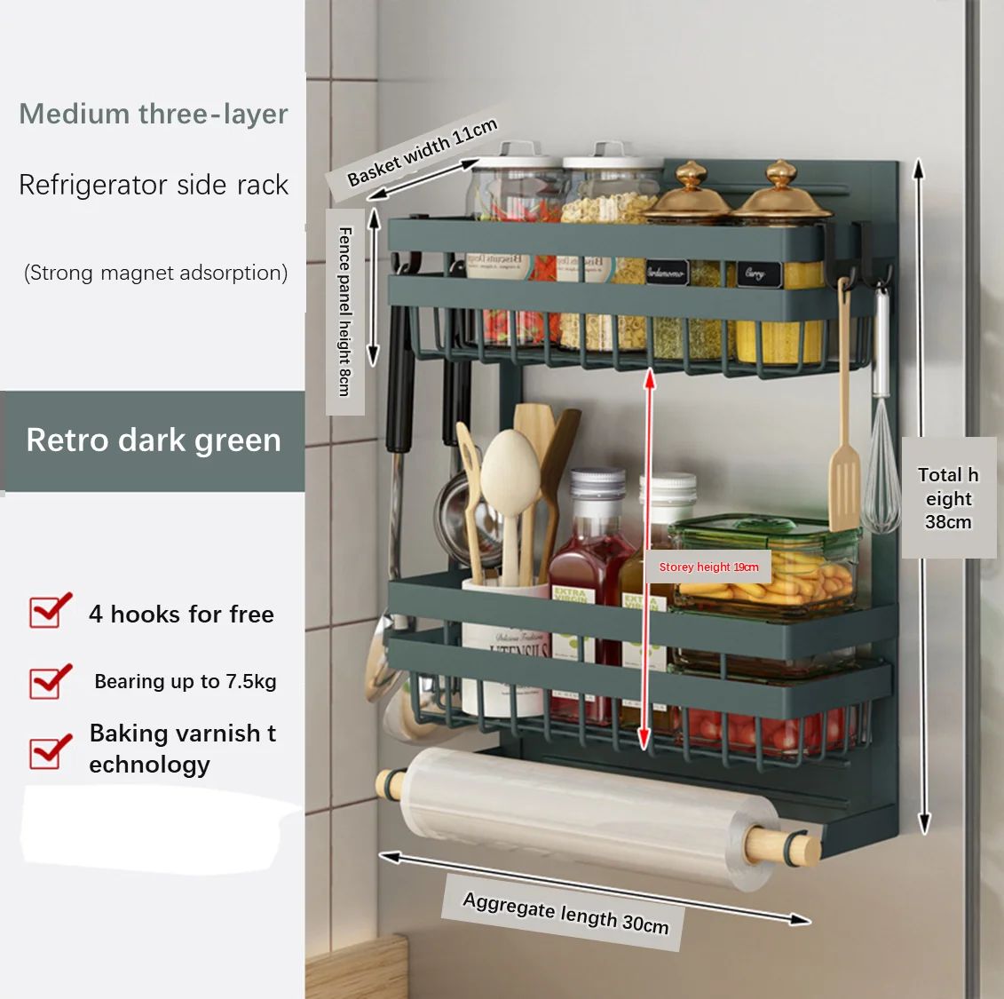 Multi-Tier Magnetic Kitchen Shelf: Space-Saving, Foldable, Versatile Organizer