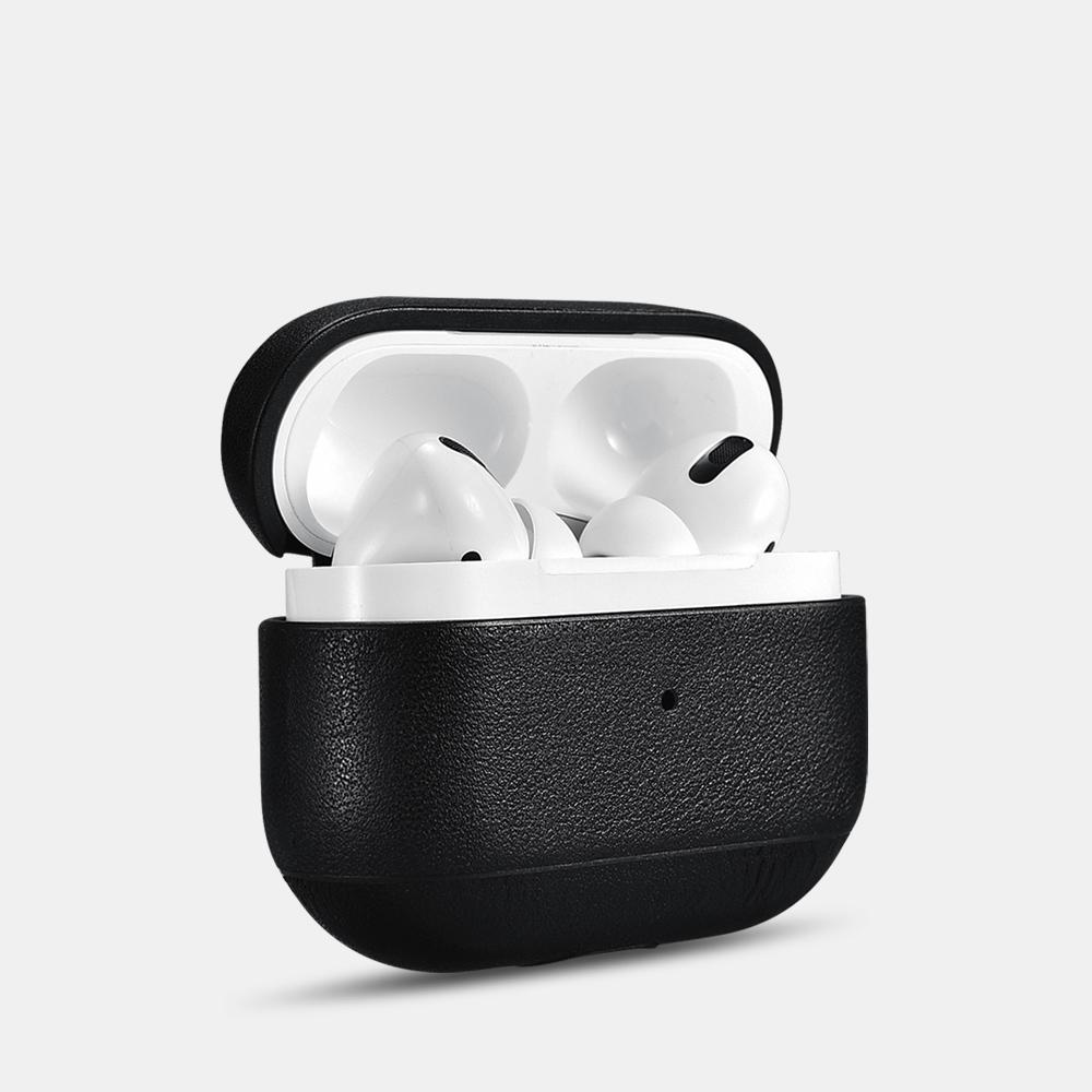 Custom AirPods Pro Nappa Leather Case with Metal Clip | Black Brown